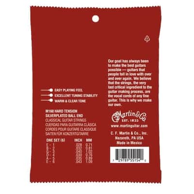 Martin M160 Hard Tension Silverplated Ball End Classical Acoustic Strings image 3