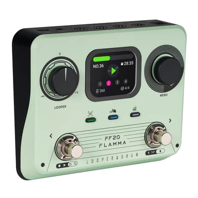 FLAMMA FF20 Looper Pedal Drum Machine, Drum Looper Guitar Pedal with Screen, 300 Min Recording, 220 Drum Grooves, 100 Loop Slots, Time Stretch, Auto Record, USB & Headphone Out, for Guitar and Bass Green image 1