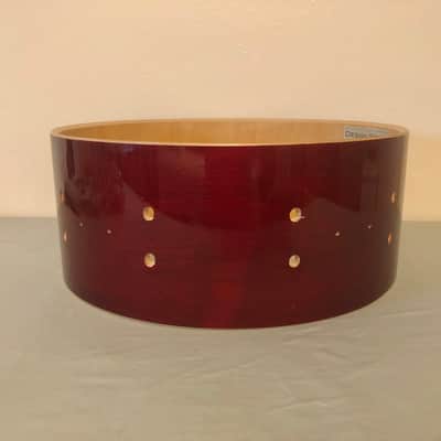 DW Design Series 14x5.5 Snare Drum Shell, 10 Ply Maple, Cherry Stain, Workshop image 4