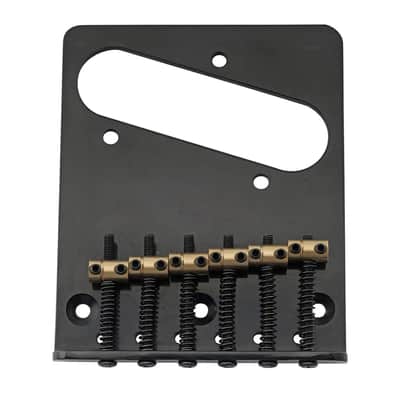 Brio Pro Modern Tele Bridge — 54 mm (2-1/8") • 6 Brass Barrel Saddles • Dual-Load Black image 1