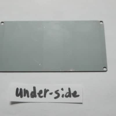 lite use Boss Bottom Plate for compact (regular) size) pedal (NO label, NO rubber padding, NO cut out for power jack, NO screws) metal, gray finish on both sides, from 2011, from Taiwan made Boss pedal - but can fit Japan made pedal (NO other items) image 9