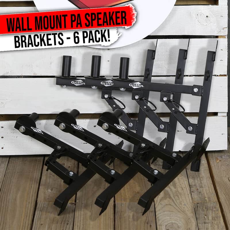 6-PACK Wall Mountable PA Speaker Bracket Stands GRIFFIN | Level Tilt Adjustments image 1