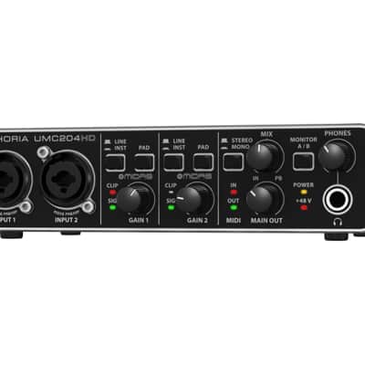 Behringer Umc204 Hd Interfaccia Audio 2 X4 Scheda Audio Midi Usb 2 In 4 Out 24 Bit 192 Khz 2 Preamplificatori Microfonici Midas Phantom Power +48 V image 3