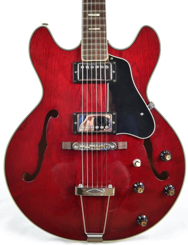 Vintage Ventura 335 Wine Red Hollowbody Electric Guitar w/ Case Motsumoku Japan image 1