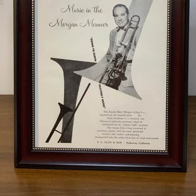 |Framed| Original 1957 Olds Band Instruments Promotional Ad Featuring Russ Morgan & Olds Trombone image 1