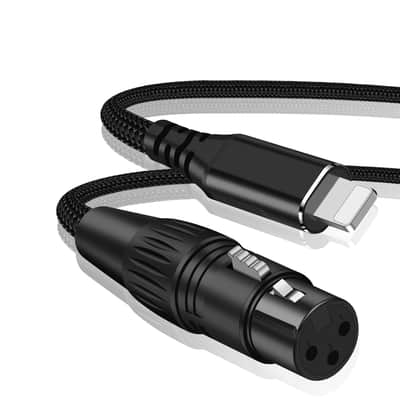 XLR to i-Phone Microphone Cable 6.6FT,XLR Female to Lighting Mic Link Converter,for Microphones or Recording Karaoke Sing,Compatible with i-Phone 14/13/12 pro max, i-Pad 9/8/7 image 1