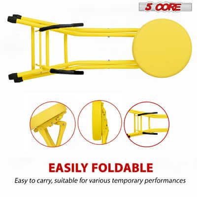 5Core Guitar Stool 3.15" Padded Chair Foldable Heavy Duty Music Seat Built in Foot Rest Guitar Stand - Yellow image 3