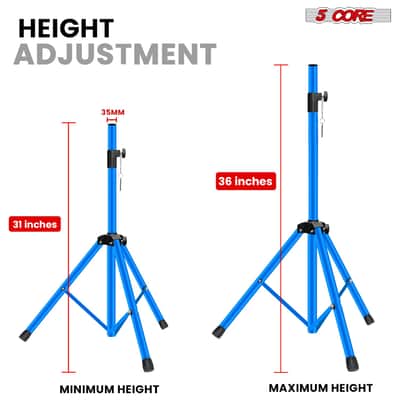 5 Core Speaker Stand Pair Height Adjustable 36" Heavy Duty PA DJ Tripod Studio Monitor Stands image 2