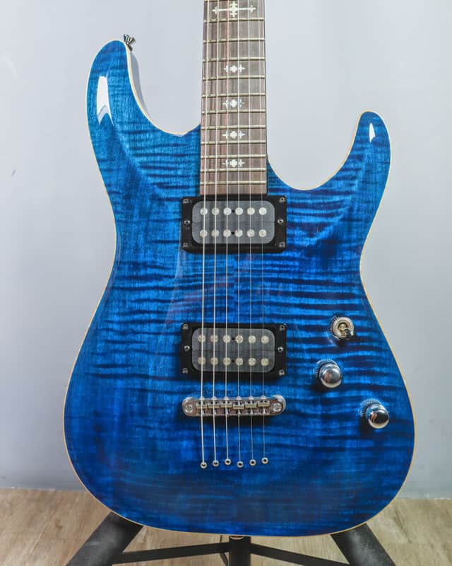2014 Schecter USA Custom Shop Hollywood Classic Black Ocean HH SuperRock #14-09014 image 1