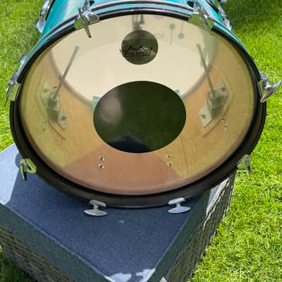Sonor Tear Drop - Chicago 1966 - Blue/Green Turquoise Satin Flame image 8