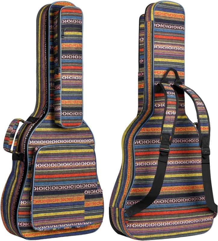 Acoustic Guitar Bag with Neck Cradle Bohemian Vintage Guitar Case 0.65in Thick Sponge Padded Guitar Case for 40 41 42 In Acoustic Classical Guitars image 1