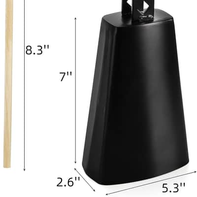 2 Pack Metal Steel Cow Bells, 7 Inch Cowbell Noise Makers with Handle Stick, Hand Percussion Music Cowbell for Drumset Cheering Wedding Football Sport Games Christmas image 2