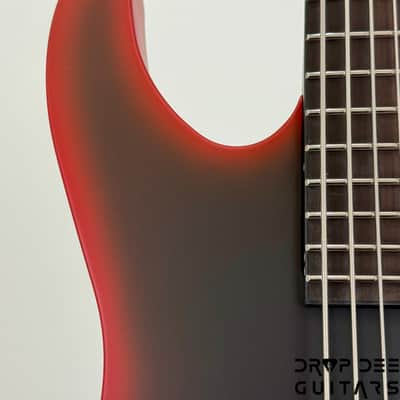 ESP LTD M-6 Evertune 30" Baritone Black Metal Electric Guitar - Black Red Burst Satin image 5