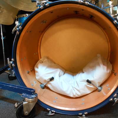 Ludwig, Blaemere Fiberglass, Custom 1969 Blue Sparkle, Beige image 4