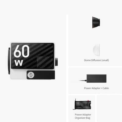 Bi-Color Video Light, 300g Portable 60W COB LED Continuous Output Lighting, CRI≥96, TLCI≥97, Bluetooth App Control, ZY Mount Ecosystem DC/PD Power Supply image 3