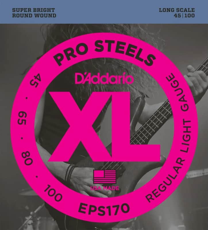 D'Addario EPS170 XL ProSteels Regular Light 4-String Bass Strings, 45-100 Long Scale image 1