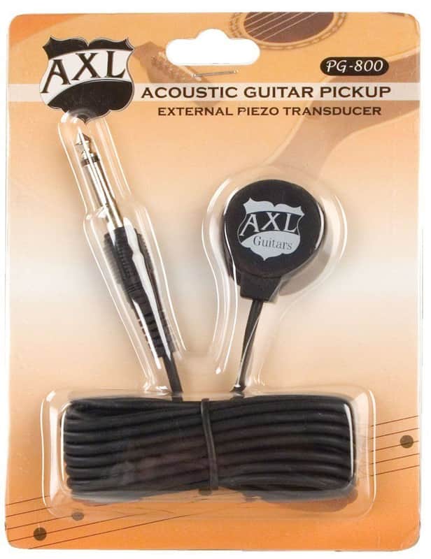 axl pg-800 piezo transducer acoustic guitar pickup w 9 foot cable and 1/4 jack black image 1