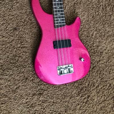 Daisy Rock Debutante Rock Candy Atomic Pink Sparkle Bass guitar 3/4 scale image 2