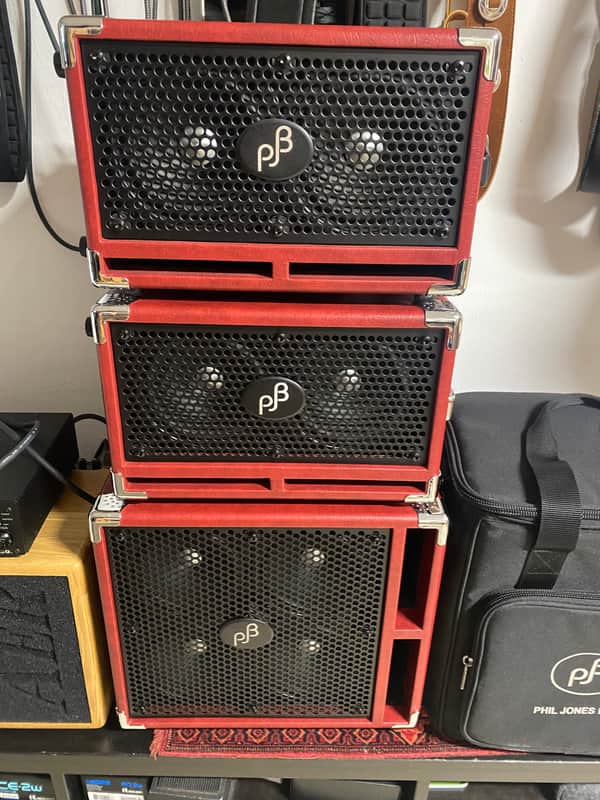 Phil Jones C2 Compact 2 200-Watt 2x5" Bass Speaker Cabinet 2023 Red image 1