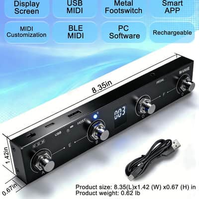 M-VAVE Chocolate Plus Wireless Midi Controller Programmable Wireless Midi Controller 4 Buttons Portable Rechargeable MIDI Foot Controller (Price includes the import duty for US buyer) image 7