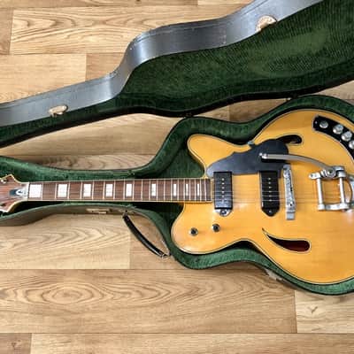 Rare 1959 Grimshaw SS semi electric guitar, blonde, fitted Bigsby,  short scale neck, dog ear P90's image 6