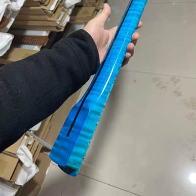 1 Round stainless steel 22 frets blue gloss finish flame Maple guitar neck 25.5inch hole 10mm 。 image 6