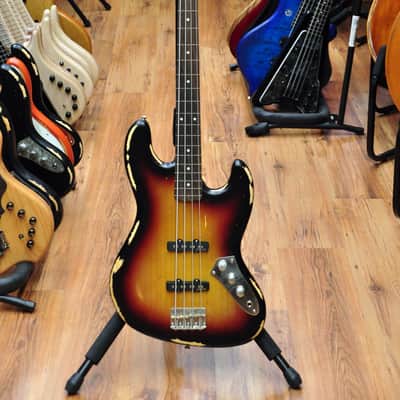 Vintage VJ74 Icon Fretless Bass - Sunset Sunburst image 2