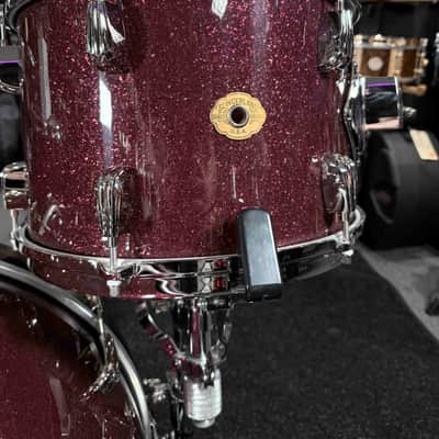 ~NEW!~ 2026 Slingerland RadioKing Mahogany/Poplar/Mahogany 3-Piece 13/16/22 Drum Kit Set in Maroon Glass Glitter with Nickel Hardware image 2