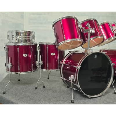 Used Tama Rockstar DX 9pc Drum Set Dark Red MIJ - Good image 4