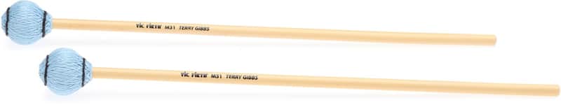 Vic Firth M31 Terry Gibbs Signature Keyboard Mallets - Medium Blue Cord  Rattan (2-pack) Bundle image 1