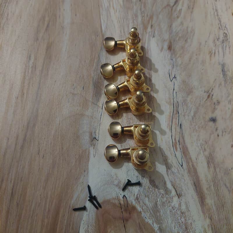 Gotoh 6 in Line Gold MIJ Jpaanese Made Ibanez Style Tuners w/ Mounting hardware image 1