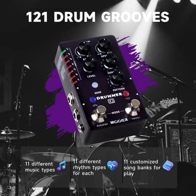 Mooer Drummer X2 Drum Machine Guitar Pedal with 121 Drum Grooves 11 Music Styles 7 Rhythm Slots Fill Function Tap Tempo Knob for Electric Guitar Bass (Price includes the import duty for US buyer) image 2