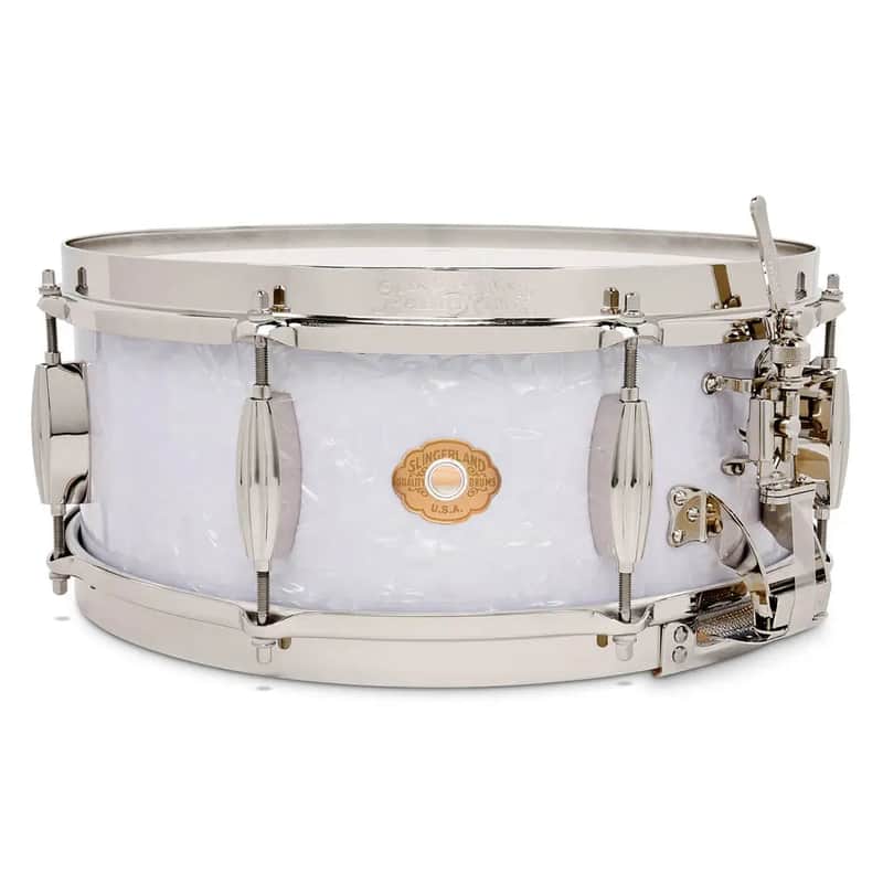 Slingerland Radio King Solid Maple Snare Drum 14x7 White Marine Pearl image 1