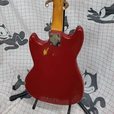 1966 Fender Mustang bass guitar, Dakota Red, OHC image 5