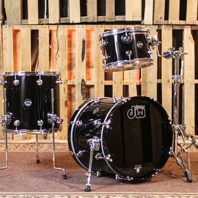 DW Performance Piano Black Lacquer Bop Drum Set - 14x18, 8x12, 14x14 image 1