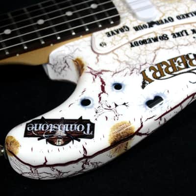 Custom Crackle Painted and Upgraded Fender Squier Strat With Graphics and Matching Headstock image 16