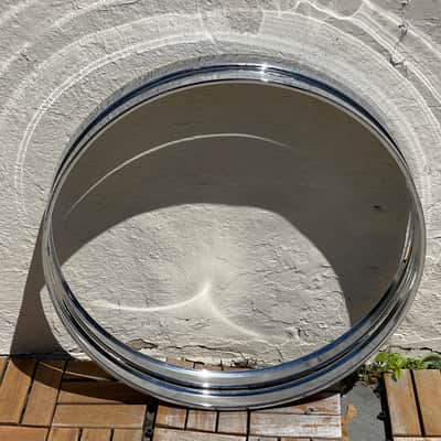 1980's (2) Sonor 22" Ferromanganese Chrome Bass Drum Hoops Phonic Performer Rims image 2