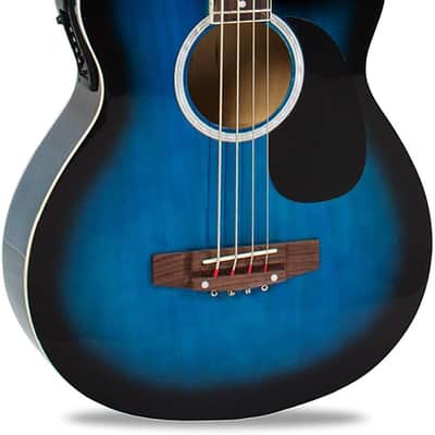 Full Size 4 String Acoustic Electric Bass Guitar Fretted Bass Guitar Blue image 2