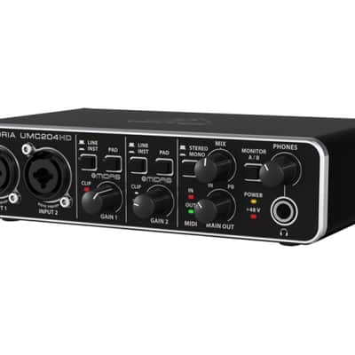 Behringer Umc204 Hd Interfaccia Audio 2 X4 Scheda Audio Midi Usb 2 In 4 Out 24 Bit 192 Khz 2 Preamplificatori Microfonici Midas Phantom Power +48 V image 1