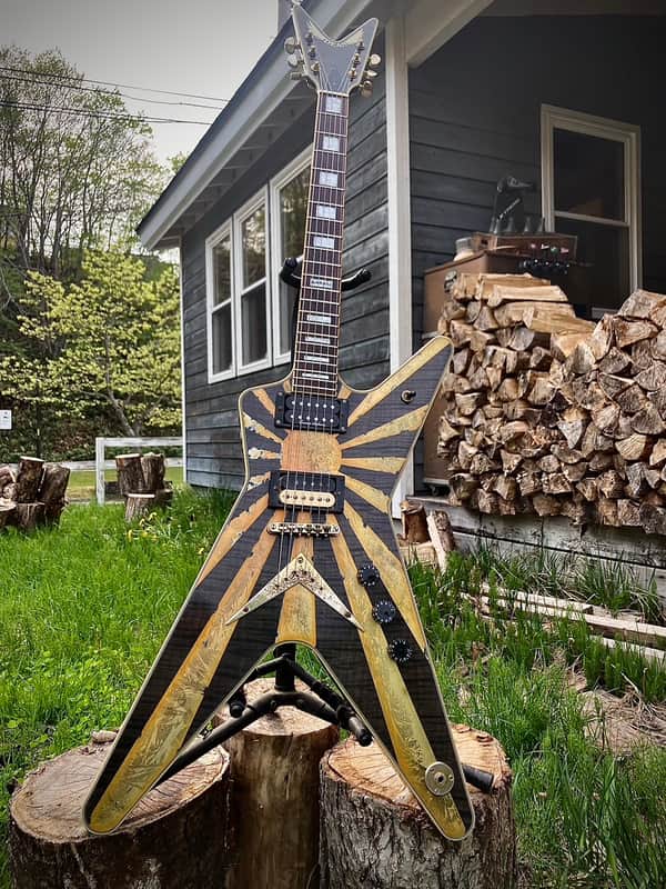 Dean Dimebag Darrell Pantera ML Limited Edition Black Gold Rising Sun Relic Custom Paint #3 image 1