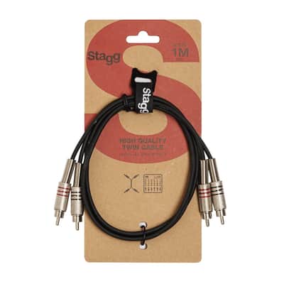 Stagg STC1C 2x RCA Phono - 2x RCA Phono Cable (1m L+R) image 2