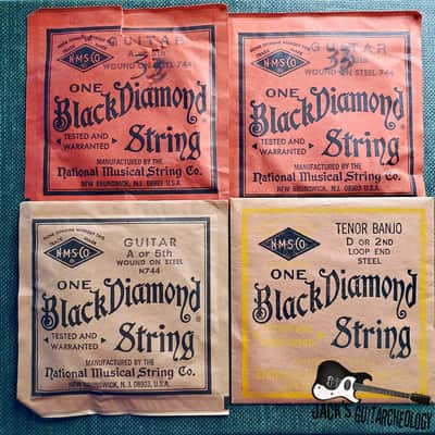 National Music String Co. Black Diamond Strings Box with 4 Strings (1930s-1970s) image 8