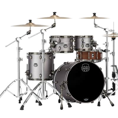 Mapex Saturn Evolution Fusion 4 Piece Shell Pack Without Snare - Gun Metal Grey  (SE504XBBPG) image 2