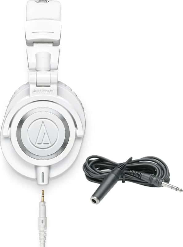 Audio-Technica ATH-M50xWH White Closed Back Monitor Headphones w/ Extension Cable image 1