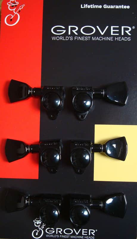 Grover 102-18BCK  Rotomatic Tuners 3 +3 Black Chrome Finish image 1