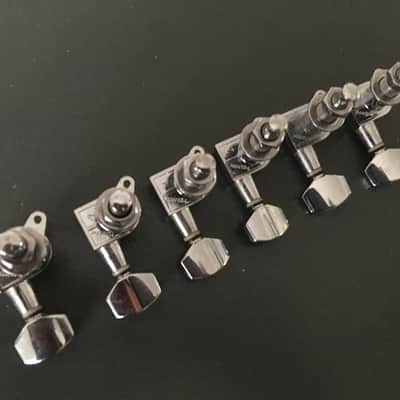 Yolnth Chrome Enclosed Guitar Machine Heads Tuners 6 - in - line (set of 6) image 5