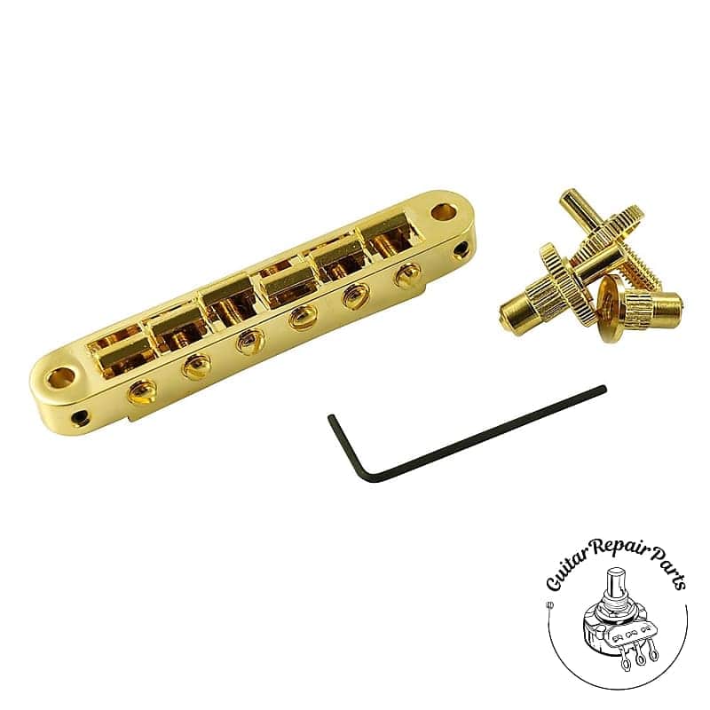 TonePros TP6-G Locking Nashville Tune-O-Matic Bridge, SAE Posts - Gold image 1