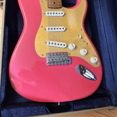 Fender Custom Shop Roasted 1956 Stratocaster Relic Faded Aged Fiesta Red Poblano Pickups image 1