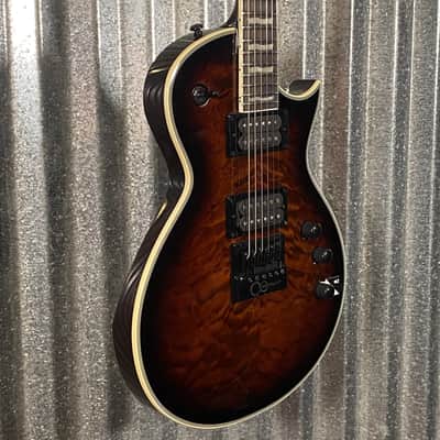 ESP LTD EC-1000 ET Evertune Quilt Top Dark Brown Sunburst Guitar & Case #1459 Used image 5