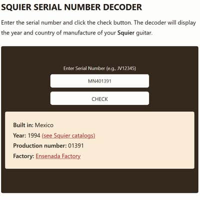 Fender Precision Bass Neck Made in Mexico 1994 Squier Series image 20